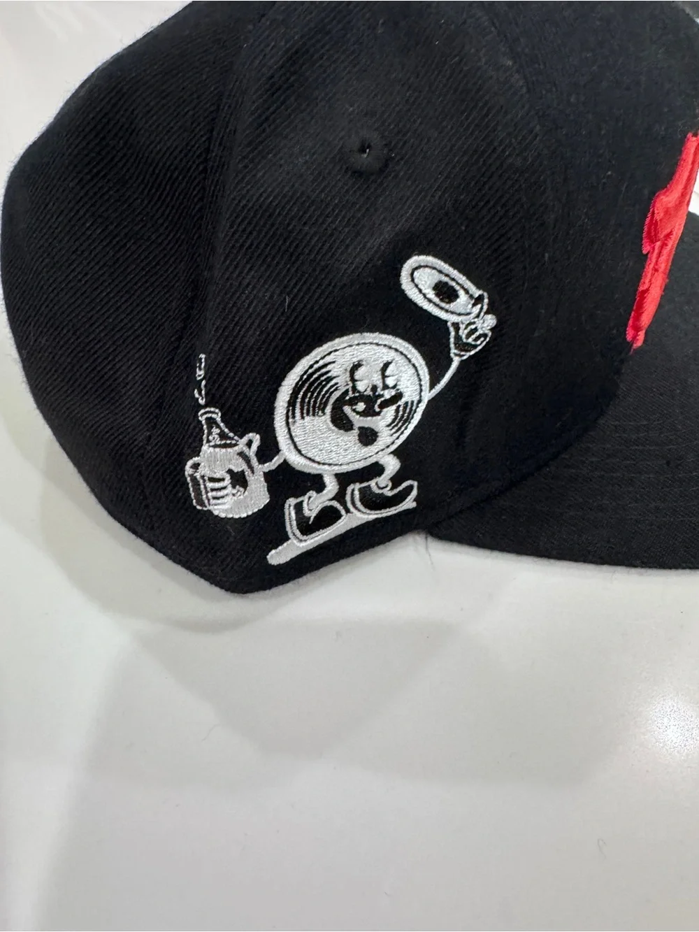 Jermaine Dupri Black Snapback Cap with Red Embroidered Script